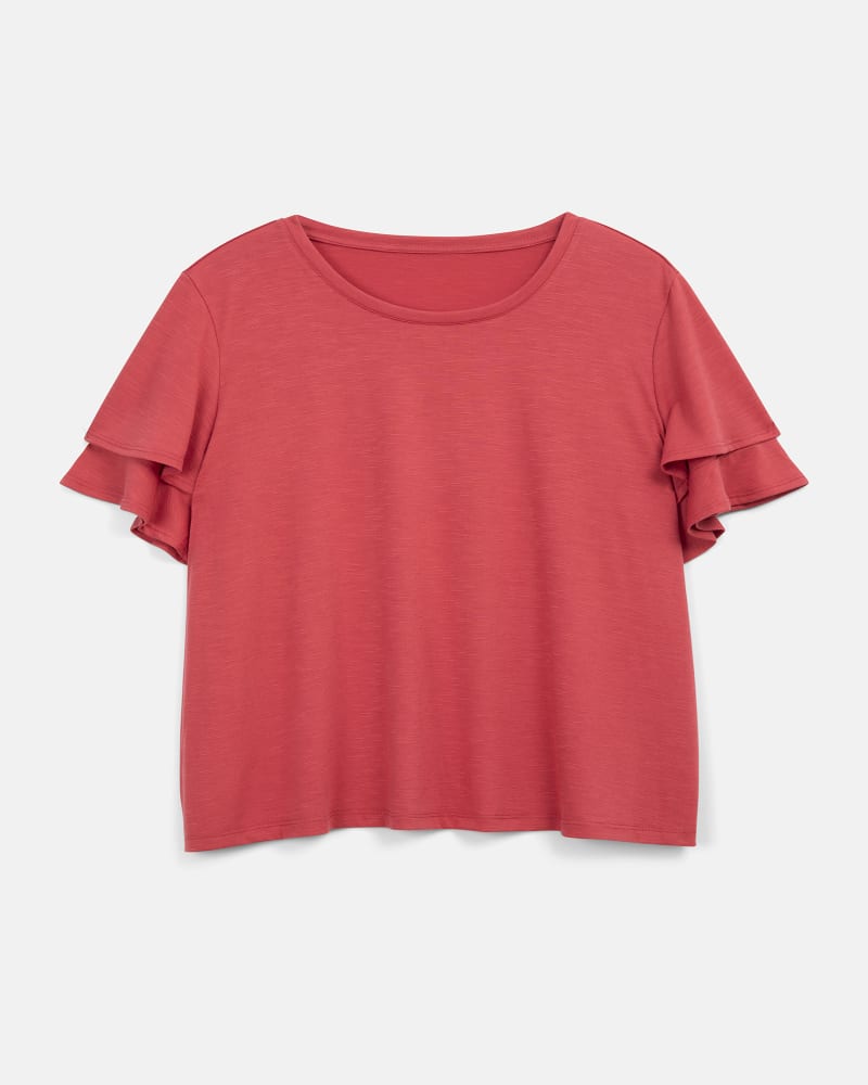 Plus Size Cali Double Flutter Elbow Sleeve Top Magenta